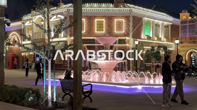 Visitors roamed around Six Flags Qiddiya on the second day of its opening, January 1, 2026, as part of Saudi Vision 2030, the largest giant project for an amusement park bearing the Six Flags brand in Saudi Arabia, the first Six Flags theme park outside North America.