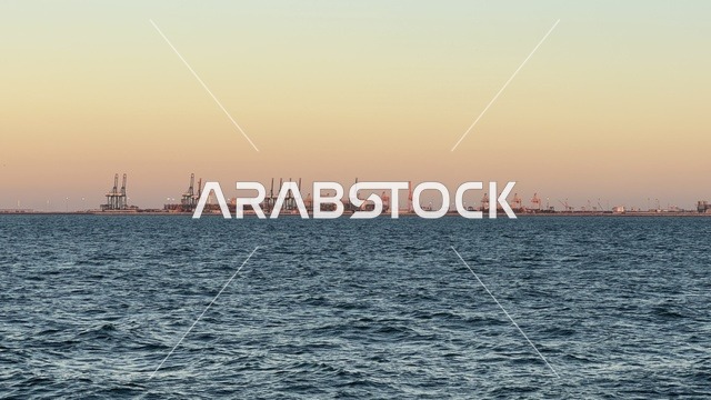 The waterfront in the city of Dammam at sunset is a vibrant area and a main outlet for residents and visitors of the Eastern Province, a corniche overlooking the Arabian Gulf in the Kingdom of Saudi Arabia.