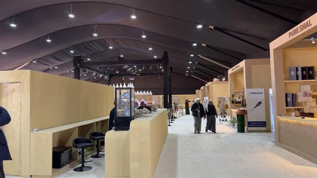 Food product stores at the King Abdulaziz Falcon Festival – Riyadh, Saudi Arabia on January 4, 2026, a national heritage event that reflects the culture of Saudi falconry, featuring shows and competitions for falcons, wide participation from falconers, a heritage atmosphere that combines authenticity and identity, one of the most prominent cultural festivals in the kingdom.