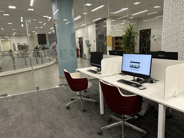 Spaces for exhibitions and workshops, the House of Culture in Dammam in the Eastern Province, Kingdom of Saudi Arabia, the Dammam Public Library, a cultural and knowledge landmark that enhances creativity and the arts, diverse cultural and community events, educational and interactive activities for all groups, an inspiring environment that brings together culture, knowledge, and art.