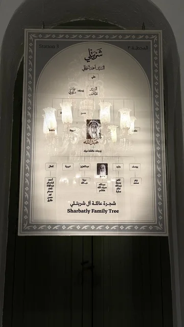 شجرة عائلة الشربتلي، معلومات في إطار تعليمي أو بحثي، المستندات الشخصية والرسمية، وثائق تاريخية وأرشيفية معروضة في متحف في جدة التاريخية في المملكة العربية السعودية، مقتنيات تذكارية وعناصر ذات قيمة ثقافية.