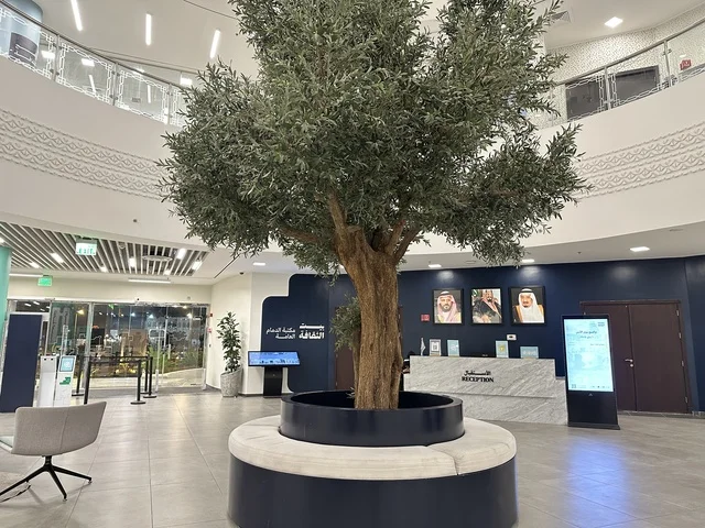 The reception area in the House of Culture in Dammam, Eastern Province, Saudi Arabia, Dammam Public Library, educational and interactive activities for all categories, a cultural and knowledge landmark that enhances creativity and arts, diverse cultural and community events, an inspiring environment that brings together cultures, knowledge, and art, spaces for exhibitions and workshops.