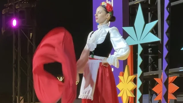 A Mexican folkloric show at a food festival in the outdoor gardens of Ithra in Dhahran, Eastern Province, Saudi Arabia, on December 28, 2025. Enjoyable outdoor sessions, a global dining experience, international and local restaurants, and a family-friendly and entertaining atmosphere.