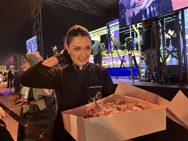 A global tasting experience at a food festival in the Ithra outdoor gardens in Dhahran, Eastern Province, Saudi Arabia, on December 28, 2025, enjoyable outdoor sessions, international and local restaurants, family-friendly and entertaining atmosphere.