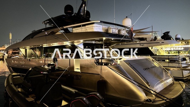 Modern yacht marinas and advanced marine services, the yacht club in Jeddah, Saudi Arabia, upscale tourist and recreational facilities, a coastal marine destination on the Red Sea coast, restaurants and cafes overlooking the marina, contemporary architectural design, luxurious atmosphere combining entertainment and relaxation.