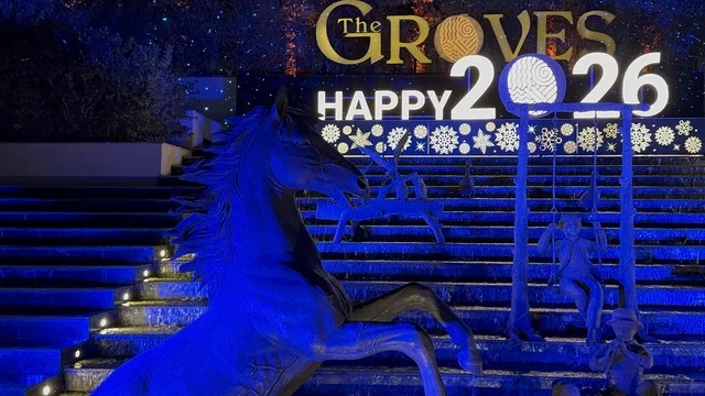 The Groves in the Al-Rafiah neighborhood of Riyadh in 2026, Saudi Arabia, is a modern open entertainment destination, featuring seasonal events and entertainment experiences, green spaces and outdoor walkways, diverse restaurants and cafes, and an upscale family atmosphere that combines relaxation and social life.