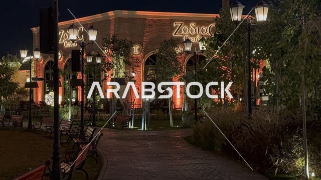 Seasonal events and entertainment experiences, The Groves in the Al-Rafiah neighborhood of Riyadh in 2026, Saudi Arabia, is a modern open entertainment destination, featuring green spaces and outdoor walkways, diverse restaurants and cafes, and an upscale family atmosphere that combines relaxation and social life.