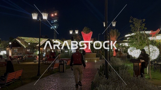 Seasonal events and entertainment experiences, The Groves in the Al-Rafiah neighborhood of Riyadh in 2026, Saudi Arabia, is a modern open entertainment destination, featuring green spaces and outdoor walkways, diverse restaurants and cafes, and an upscale family atmosphere that combines relaxation and social life.