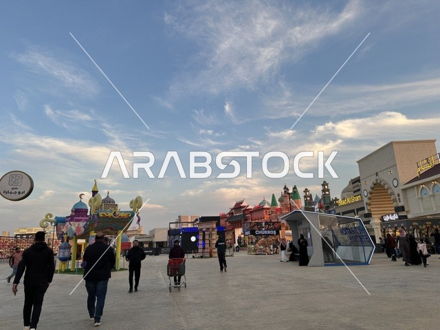 Global City January 2026 on the shores of the Arabian Gulf and Lake Sehat in the Eastern Province of Dammam, a famous entertainment landmark in the Kingdom of Saudi Arabia, experience the diverse cultures of the country, a place to enjoy quality time with family, a seasonal entertainment and cultural destination.