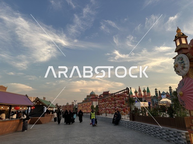 Global City January 2026 on the shores of the Arabian Gulf and Lake Sehat in the Eastern Province of Dammam, a famous entertainment landmark in the Kingdom of Saudi Arabia, experience the diverse cultures of the country, a place to enjoy quality time with family, a seasonal entertainment and cultural destination.