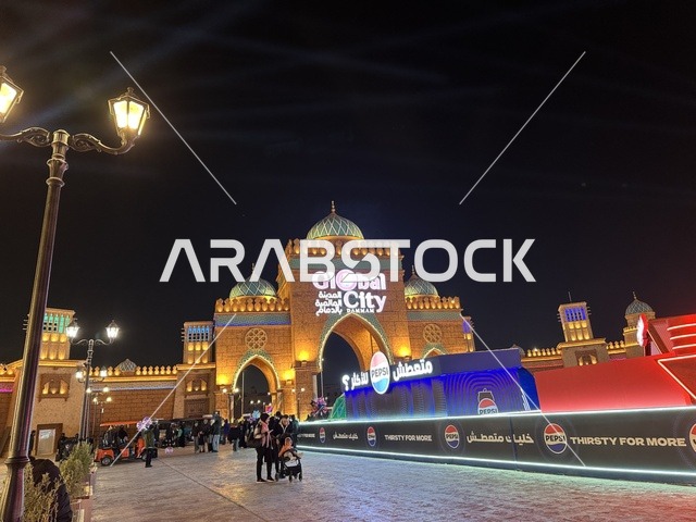 المدينة العالمية يناير 2026 على ضفاف الخليج العربي وبحيرة سيهات في المنطقة الشرقية الدمام، معلم ترفيهي مشهور في المملكة العربية السعودية، تعرف ثقافة البلاد المختلفة، مكان لقضاء وقت ممتع مع العائلة، وجهة ترفيهية وثقافية موسمية