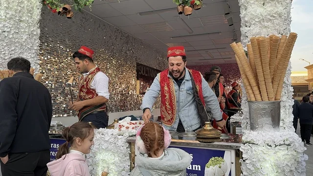 Wearing traditional attire, experiencing Turkish ice cream, getting to know the different cultures of the countries, a tourist and entertainment attraction, activating tourism and economic movement, the global city January 2026 on the shores of the Arabian Gulf and Lake Sehat in the Eastern Province of Dammam, a place to spend enjoyable time with family.