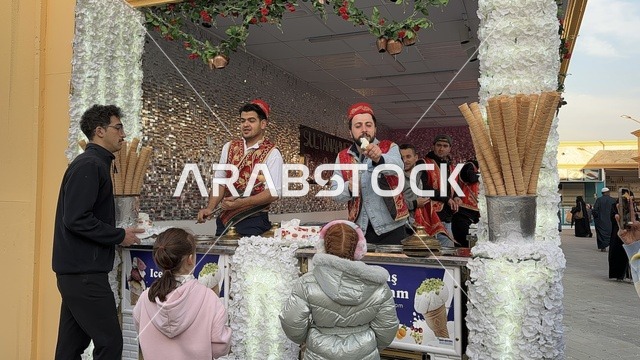 Wearing traditional attire, experiencing Turkish ice cream, getting to know the different cultures of the countries, a tourist and entertainment attraction, activating tourism and economic movement, the global city January 2026 on the shores of the Arabian Gulf and Lake Sehat in the Eastern Province of Dammam, a place to spend enjoyable time with family.