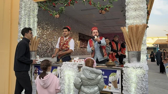 Wearing traditional attire, experiencing Turkish ice cream, getting to know the different cultures of the countries, a tourist and entertainment attraction, activating tourism and economic movement, the global city January 2026 on the shores of the Arabian Gulf and Lake Sehat in the Eastern Province of Dammam, a place to spend enjoyable time with family.