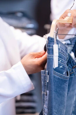 Saudi Man Shopping for Denim Jeans in Retail Store