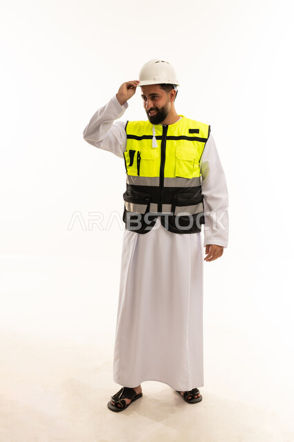 Saudi Engineer in Safety Vest and Hard Hat