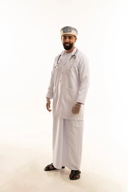 Omani Male Doctor in Medical Coat and Kumma