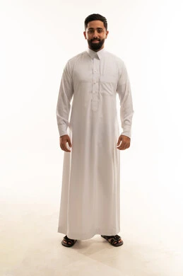 Middle Eastern Man in White Thobe Studio Portrait