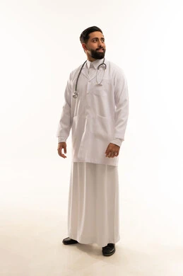 Saudi Male Doctor in Thobe and Lab Coat