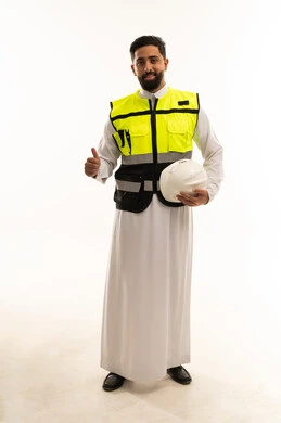 Saudi Engineer in Safety Vest with Thumbs Up