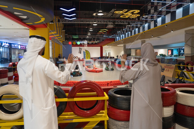 Emirati Couple at Indoor Go-Kart Racing Track