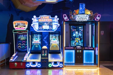 Indoor Arcade Games Hall with Neon Lights