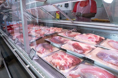 Fresh Raw Meat Display in UAE Supermarket butchery