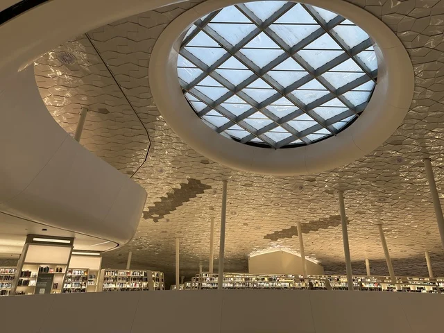 The King Abdulaziz Center for World Culture (Ithra) in Dhahran, Saudi Arabia, has books, novels, and stories arranged on the shelves. It is the largest public library in Saudi Arabia, a place for readers and lovers of knowledge, books, and culture, a cultural beacon and famous tourist attraction, October 5, 2025.