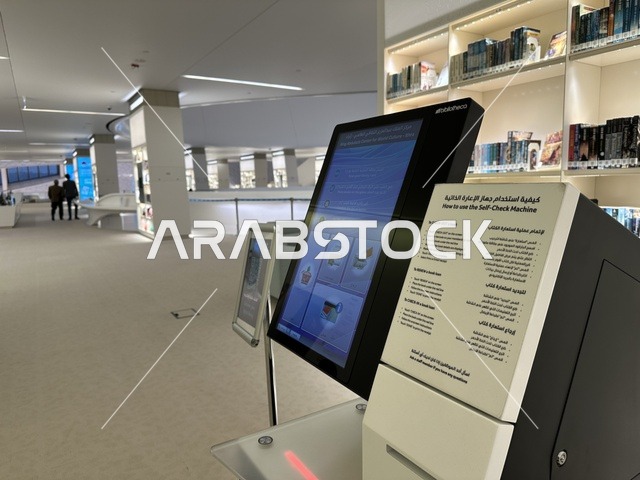 آلة خدمة ذاتية ، منارة ثقافية و معالم سياحية مشهورة, مكان للقراء ومحبي العلم والكتب والمعرفة، أكبر المكتبات العامة في السعوديه،  5 أكتوبر 2025، مركز الملك عبد العزيز الثقافي العالمي (إثراء) في مدينة الظهران في المملكة العربية السعودية.