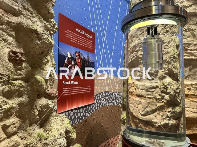 معروض لعمليات استخراج النفط في معرض الطاقة فى مركز الملك عبدالعزيز الثقافي العالمي ( إثراء ) بالظهران ، المنطقة الشرقية، المملكة العربية السعودية، يوم 19 من يناير 2026 ، فعالية تسلط الضوء على مصادر الطاقة والتقنيات الحديثة، معروضات تعليمية وتجارب علمية مبتكرة، محتوى تعريفي يربط بين الاستدامة والابتكار، أجواء ثقافية ملهمة تناسب جميع الفئات.