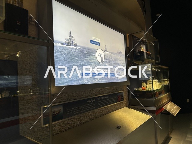 شاشة الكترونية حديثة  في معرض الطاقة فى مركز الملك عبدالعزيز الثقافي العالمي ( إثراء ) بالظهران ، المنطقة الشرقية، المملكة العربية السعودية، يوم 19 من يناير 2026 ، فعالية تسلط الضوء على مصادر الطاقة والتقنيات الحديثة، معروضات تعليمية وتجارب علمية مبتكرة، محتوى تعريفي يربط بين الاستدامة والابتكار، أجواء ثقافية ملهمة تناسب جميع الفئات.