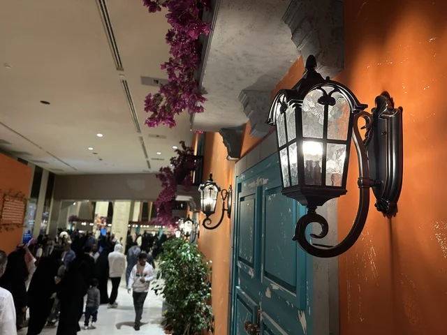 European architectural decor at the Spain Street event at the King Abdulaziz Center for World Culture "Ithra" in Dhahran, Eastern Province, Saudi Arabia, on October 11, 2025. A cultural and entertainment experience featuring live musical and artistic performances, flamenco dances, interactive activities, Spanish-themed restaurants and cafes, family and children's activities, and a vibrant festive atmosphere.