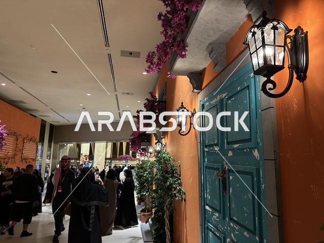 European architectural decor at the Spain Street event at the King Abdulaziz Center for World Culture "Ithra" in Dhahran, Eastern Province, Saudi Arabia, on October 11, 2025. A cultural and entertainment experience featuring live musical and artistic performances, flamenco dances, interactive activities, Spanish-themed restaurants and cafes, family and children's activities, and a vibrant festive atmosphere.