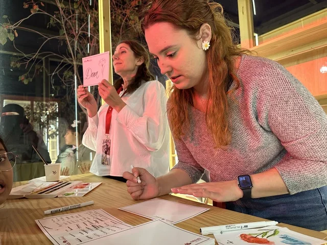 Interactive activities for families and children at the Spain Street event at the King Abdulaziz Center for World Culture "Ithra" in Dhahran, Eastern Province, Saudi Arabia, on October 11, 2025. A cultural and entertainment experience, live musical and artistic performances, flamenco dances, Spanish-themed restaurants and cafes, and a vibrant festive atmosphere.
