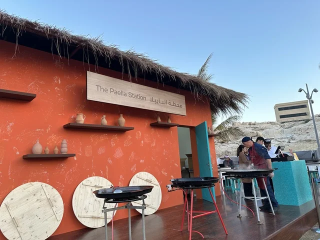 A Spanish-themed restaurant at the Spain Street event at the King Abdulaziz Center for World Culture "Ithra" in Dhahran, Eastern Province, Saudi Arabia, on October 11, 2025, offers a cultural and entertainment experience, flamenco dances, interactive activities, family and children-friendly events, and a vibrant festive atmosphere.