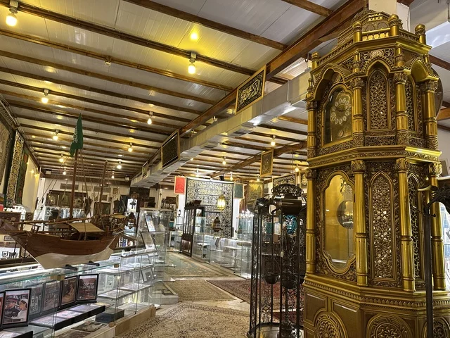 Islamic art at the Al-Falwah and Al-Jawhara Museum in the Al-Nuzha neighborhood of Dammam, Eastern Province, Saudi Arabia, on February 21, 2018, is a distinctive educational and tourist destination, documenting handicrafts and Saudi identity, with halls showcasing Saudi heritage, classic cars, rare collectibles, and a cultural heritage site displaying the history of traditional clothing and jewelry.