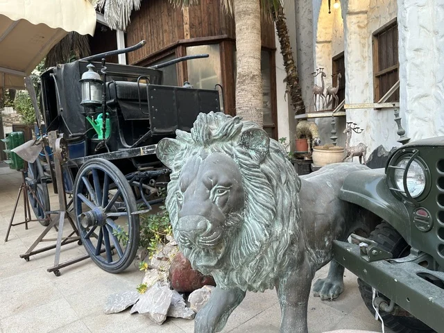 The historical vehicles at the Al-Falwah and Al-Jawhara Museum in the Al-Nuzha neighborhood of Dammam, Eastern Province, Saudi Arabia, on February 21, 2018, is a distinctive educational and tourist destination, featuring halls for showcasing Saudi heritage, classic cars, documentation of handicrafts and Saudi identity, a heritage and cultural landmark displaying the history of traditional clothing and jewelry, and Islamic art.