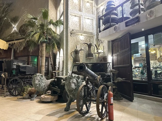 A military vehicle at the Al-Falwah and Al-Jawhara Museum in the Al-Nuzha neighborhood of Dammam, Eastern Province, Saudi Arabia, on February 21, 2018. It is a distinctive educational and tourist destination, featuring halls for showcasing Saudi heritage, classic cars, documentation of handicrafts and Saudi identity, a heritage and cultural landmark displaying the history of traditional clothing and jewelry, and Islamic art.