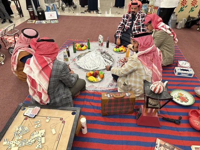 Recalling old life in the "Life of the Past" event at Hayat Plaza in Dammam City, Eastern Province, on January 9, 2026, simulating the details of old life and the lifestyle of ancestors, a heritage event in winter.