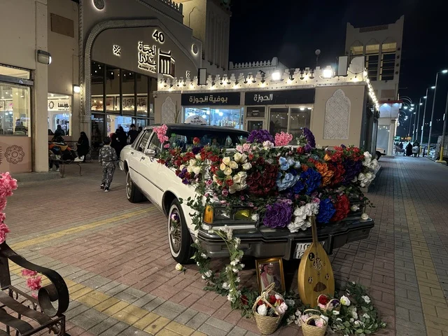 A classic car exhibition at the "Life of the Past" event in Al-Hayat Plaza in Dammam city, Eastern Province, on January 9, 2026, simulating the details of old life and the lifestyle of ancestors, a heritage event in winter.