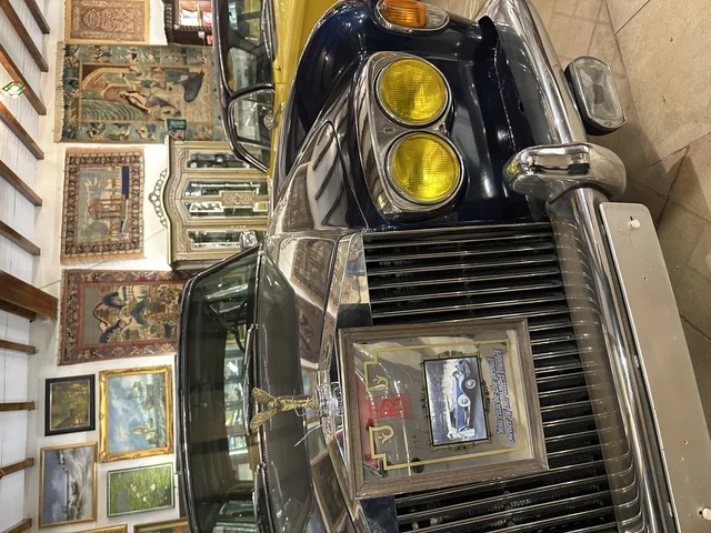 A classic black car at the Al-Falwa and Al-Jawhara Museum in the Al-Nuzha district of Dammam, Eastern Province, Saudi Arabia, on February 21, 2018. A distinctive educational and tourist destination, documenting Saudi handicrafts and identity, a heritage and cultural landmark showcasing the history of traditional clothing and jewelry, Saudi heritage, and Islamic art.