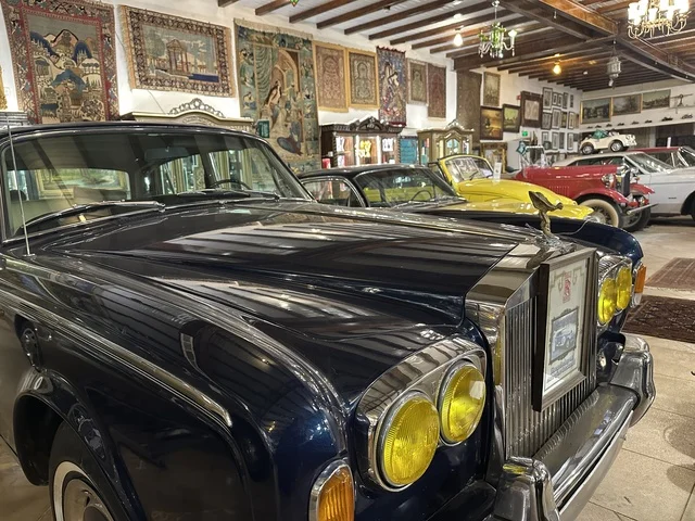 A classic black car at the Al-Falwa and Al-Jawhara Museum in the Al-Nuzha district of Dammam, Eastern Province, Saudi Arabia, on February 21, 2018. A distinctive educational and tourist destination, documenting Saudi handicrafts and identity, a heritage and cultural landmark showcasing the history of traditional clothing and jewelry, Saudi heritage, and Islamic art.
