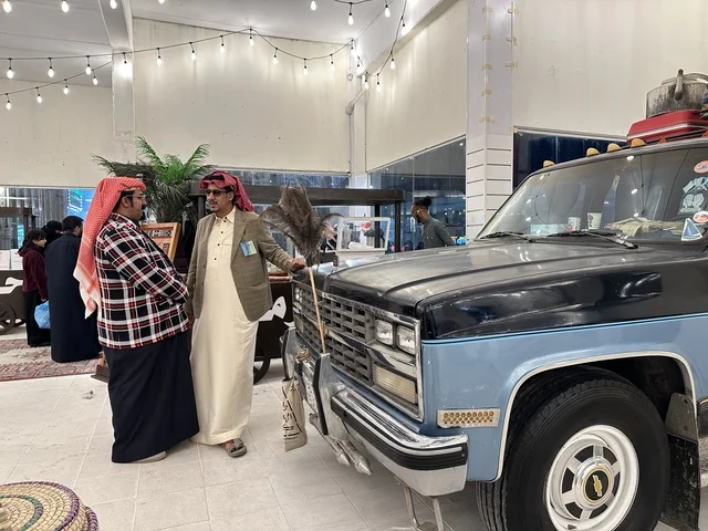 An exhibition of classic vintage cars, a heritage event in winter, a "Life of the Past" event at the Life Plaza markets in Dammam city in the Eastern Province on January 9, 2026, simulating the details of old life and the lifestyle of our ancestors.