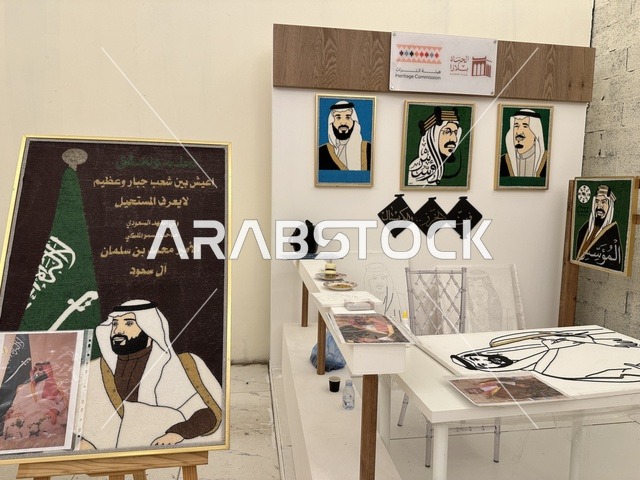 صورة ملوك المملكة العربية السعودية في فعالية حياة زمان في أسواق الحياة بلازا في مدينة الدمام بالمنطقة الشرقية 9 يناير 2026 ، فعالية تراثية في فصل الشتاء، محاكاة تفاصيل الحياة القديمة ونمط حياة الأجداد