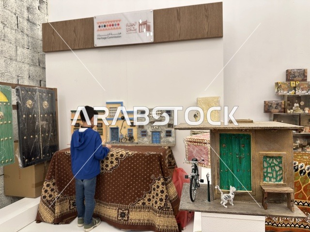 The craft of wooden works at the "Life of the Past" event in the Life Plaza markets in Dammam city, Eastern Province, on January 9, 2026, is a heritage event in winter, simulating the details of ancient life and the lifestyle of our ancestors.