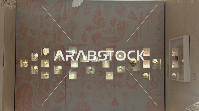 صدف البحر في متحف البحر الأحمر في جدة في مبنى باب البنط التاريخي بجدة التاريخية 17  يناير 2026 ، معلم ثقافي حديث ، استكشاف تاريخ المنطقة، عرض مقتنيات نادرة تحكي قصة البحر الأحمر التاريخية