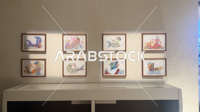 Hand-drawn artwork of marine life, display of rare artifacts telling the story of the Red Sea's history, exploration of the region's history, Red Sea Museum in Jeddah, located in the historic Bab Al-Bunt building in Historic Jeddah, January 17, 2026, a modern cultural landmark