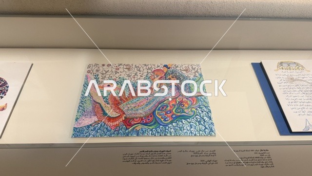 Hand-drawn artwork of marine life, display of rare artifacts telling the story of the Red Sea's history, exploration of the region's history, Red Sea Museum in Jeddah, located in the historic Bab Al-Bunt building in Historic Jeddah, January 17, 2026, a modern cultural landmark