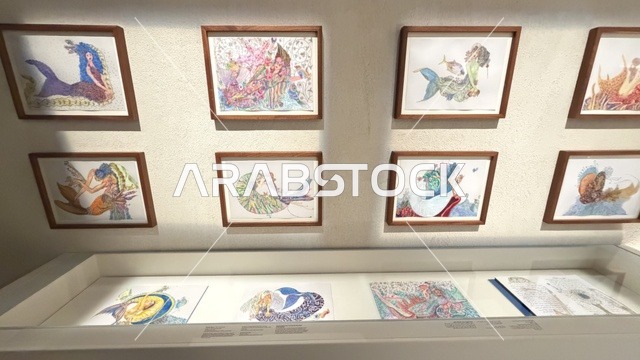Hand-drawn artwork of marine life, display of rare artifacts telling the story of the Red Sea's history, exploration of the region's history, Red Sea Museum in Jeddah, located in the historic Bab Al-Bunt building in Historic Jeddah, January 17, 2026, a modern cultural landmark