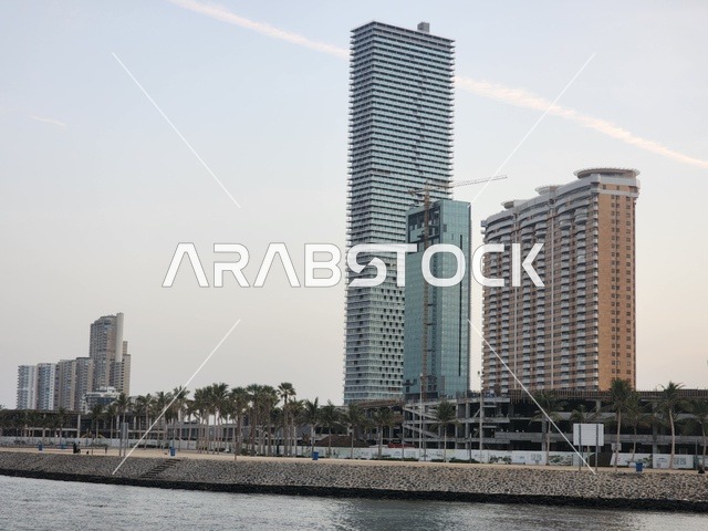 الواجهة البحرية في مدينة جدة بالمملكة العربية السعودية ، كورنيش جدة, المعالم السياحية المشهورة ، الابراج وناطحات السحاب في الرياض